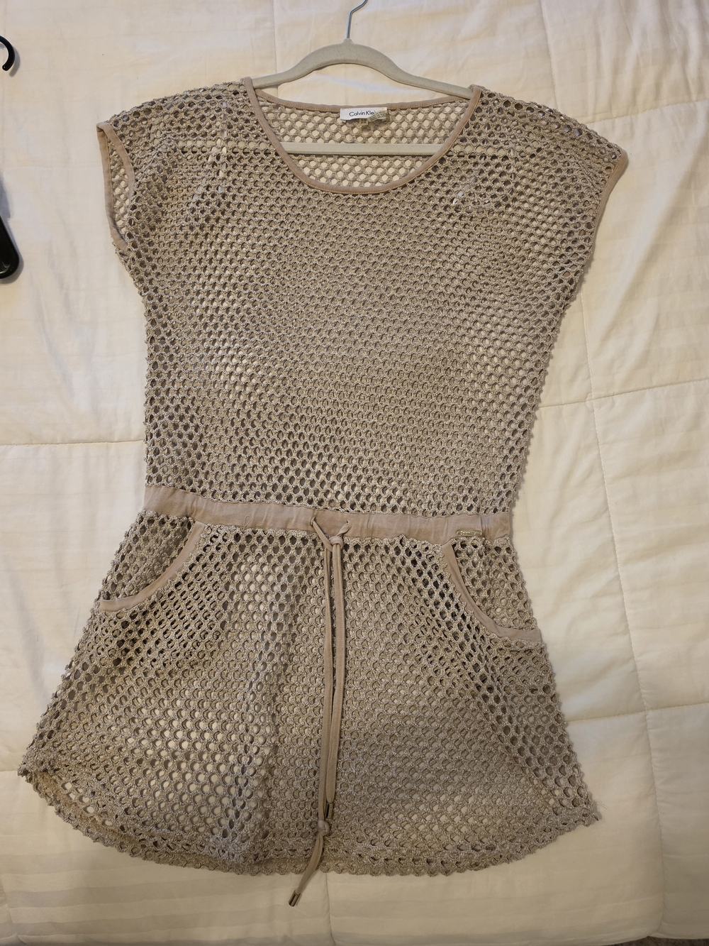Calvin Klein Beige Mesh Drawstring Tunic